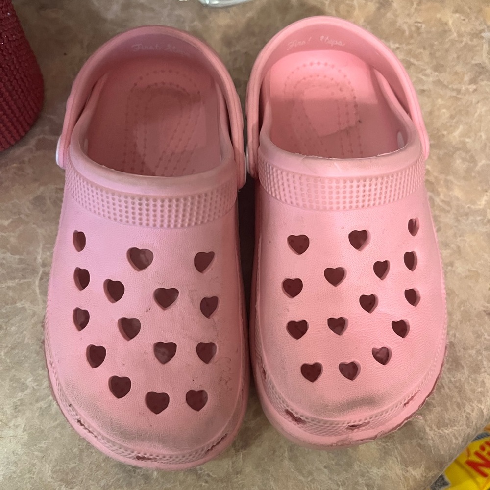 Kids Pink Clogs with Heart Cutouts